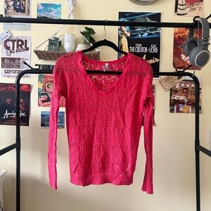 Aeropostale Coral Crochet Sweater